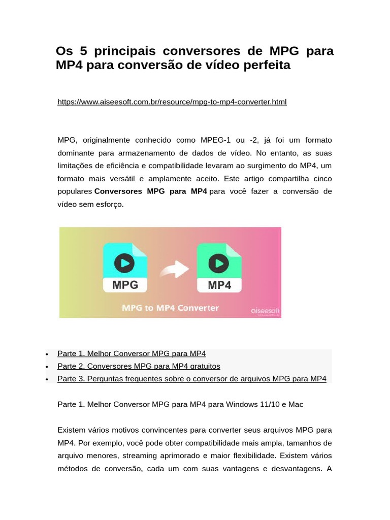 5 Melhores Conversores MPG para MP4 | PDF | Programas | Informática