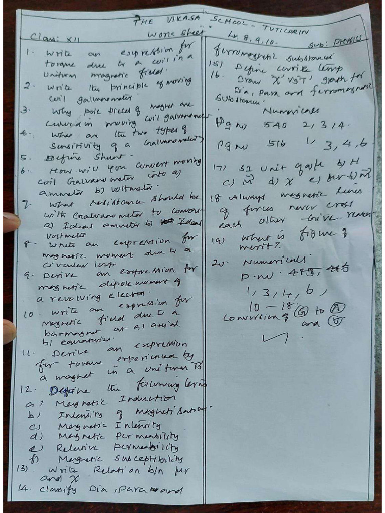 Physics Workcard | PDF