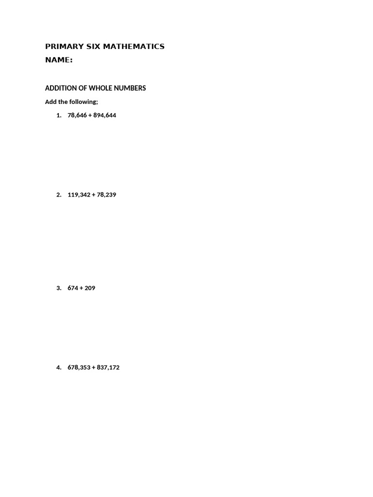 Primary six mathematics pdf