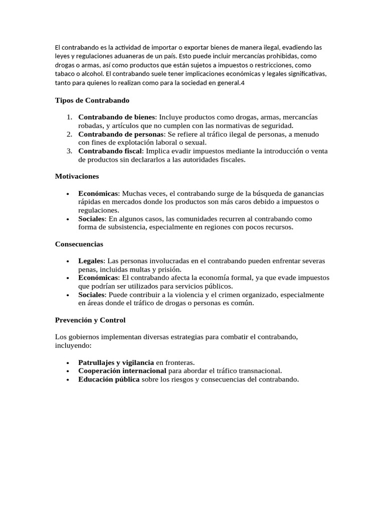 Tipos y Consecuencias del Contrabando | PDF | Contrabando | Salario