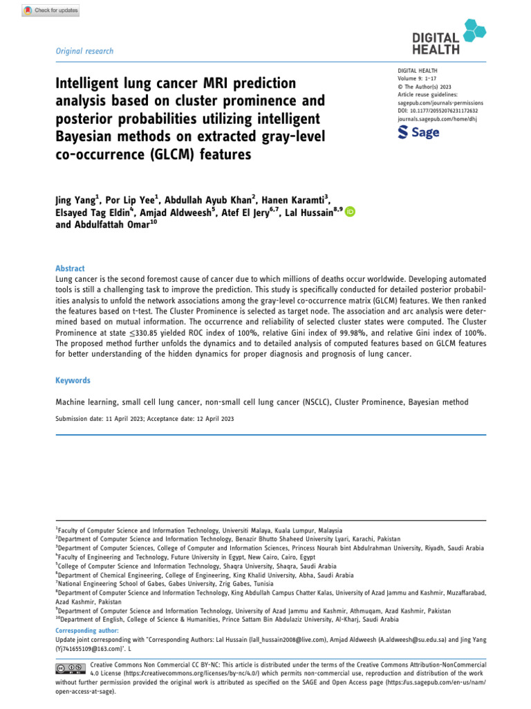 Bayesian Analysis for Lung Cancer Prediction | PDF | Ct Scan | Lung Cancer