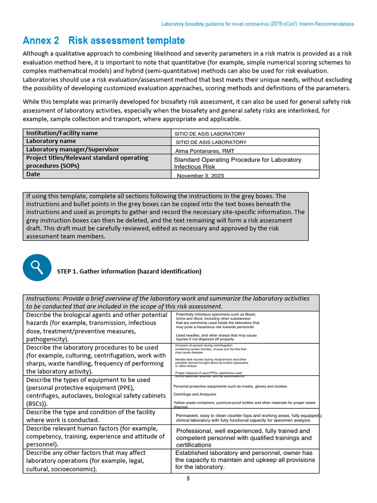 Laboratory Biosafety Risk Assessment Guide | PDF | Risk | Laboratories