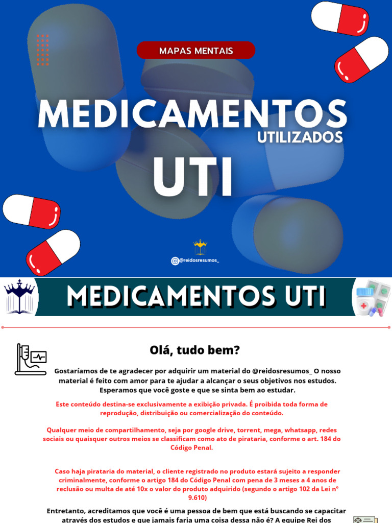 Medicamentos Usados na UTI | PDF | Unidade de Tratamento Intensivo (UTI ...