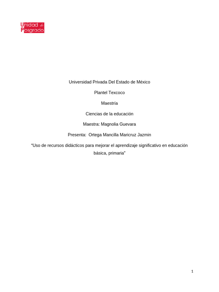 Uso de Recursos Didácticos para Mejorar El Aprendizaje Significativo en ...
