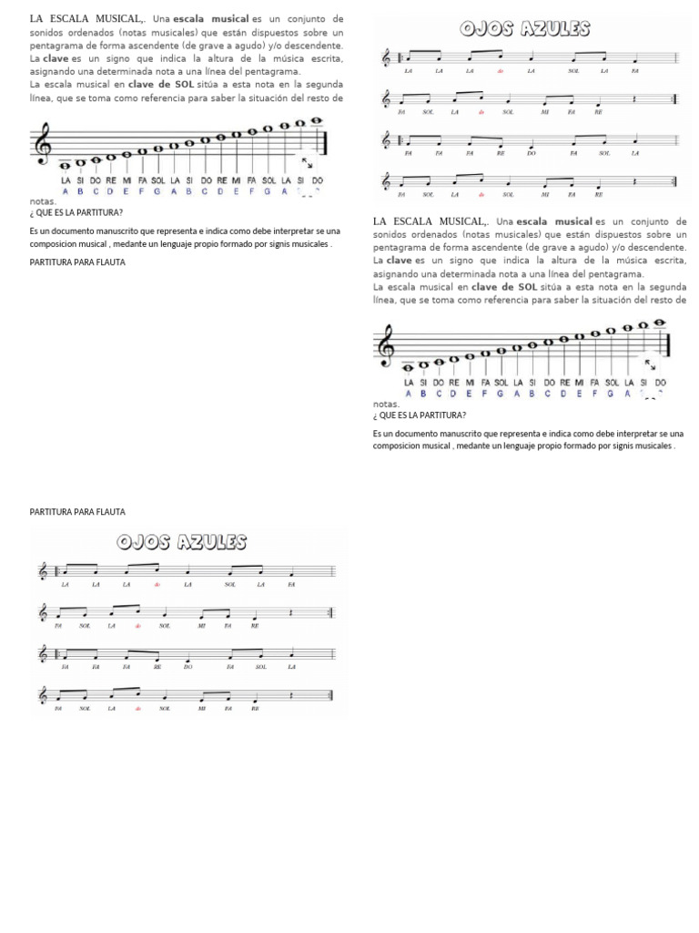 Escala Musical y Partitura para Flauta | PDF