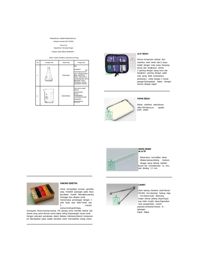 40 Alat Lab Bio | PDF