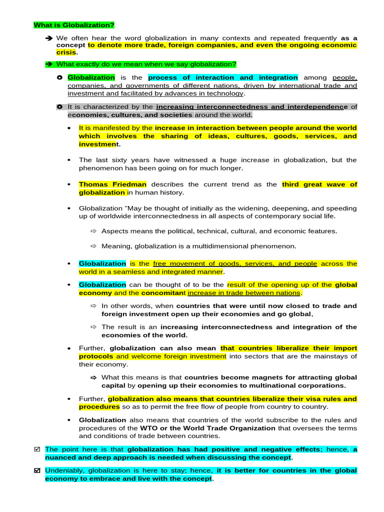 Understanding Globalization: Key Concepts | PDF | Globalization | Economies