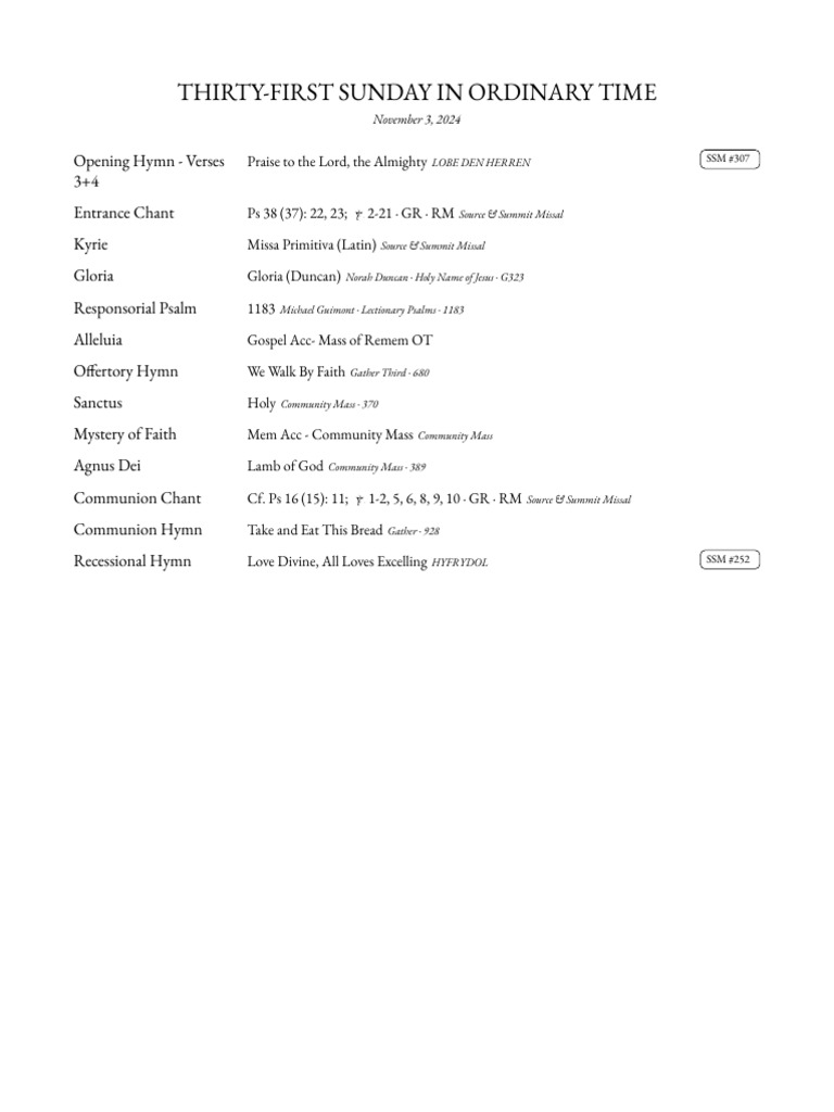 Thirty-First Sunday Missal 2024 | PDF | Mass (Liturgy) | Christian Texts