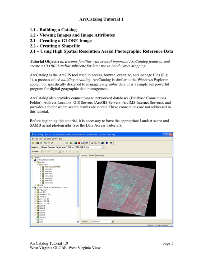 Arc Catalog Tutorial | PDF