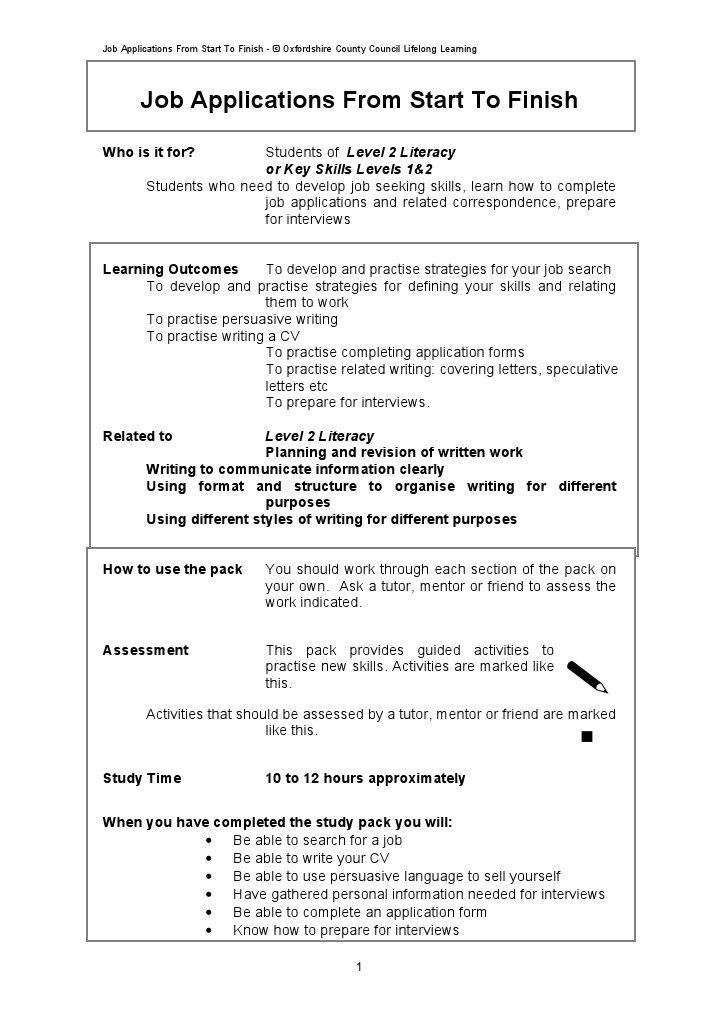 Job Applications From Start To Finish: or Key Skills Levels 1&2 | PDF ...