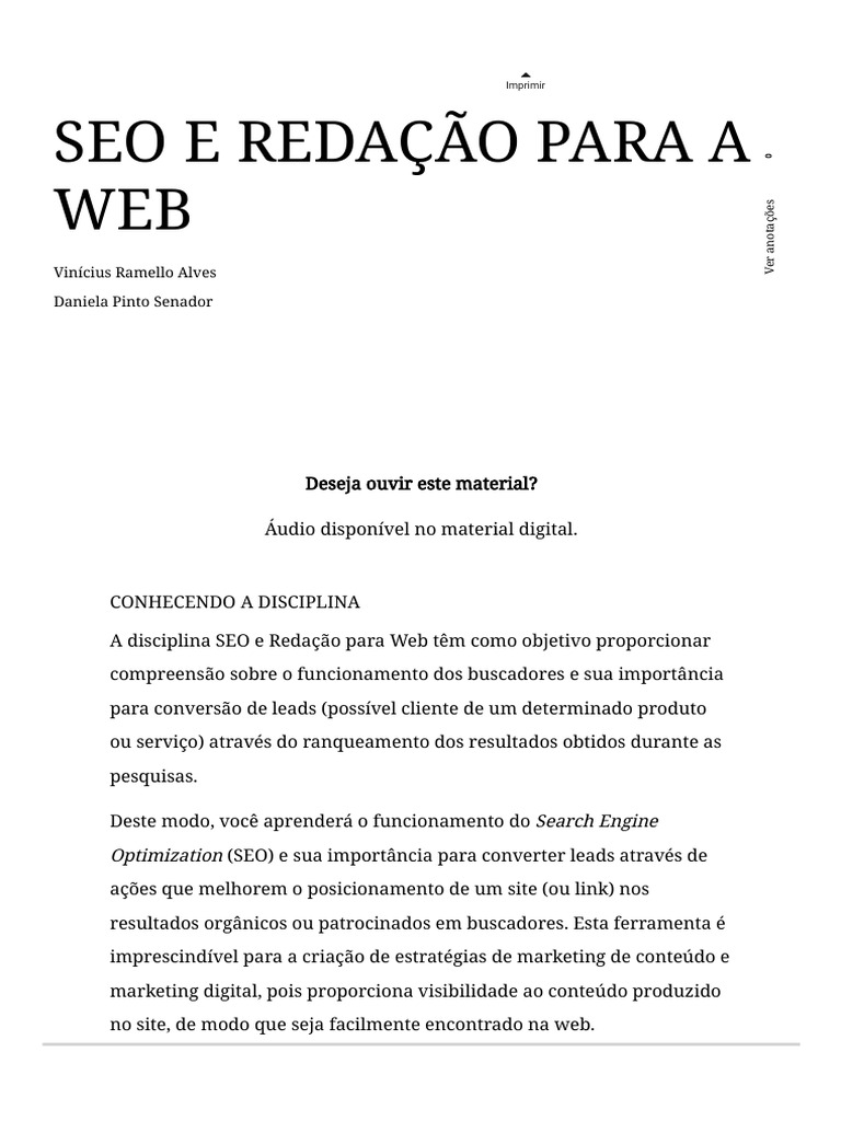 SEO e Redação para Web: Guia Completo | PDF | SEO | E-commerce