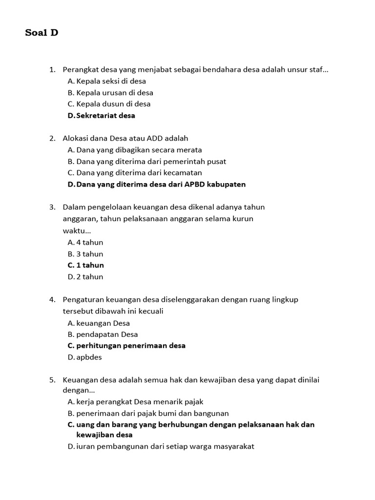 Soal Tes Perangkat Desa 2025 | PDF