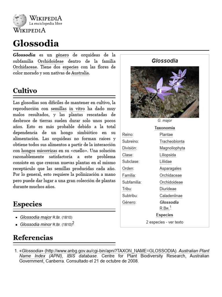 Género Glossodia: Orquídeas Australianas | PDF | Plantas | Botánica