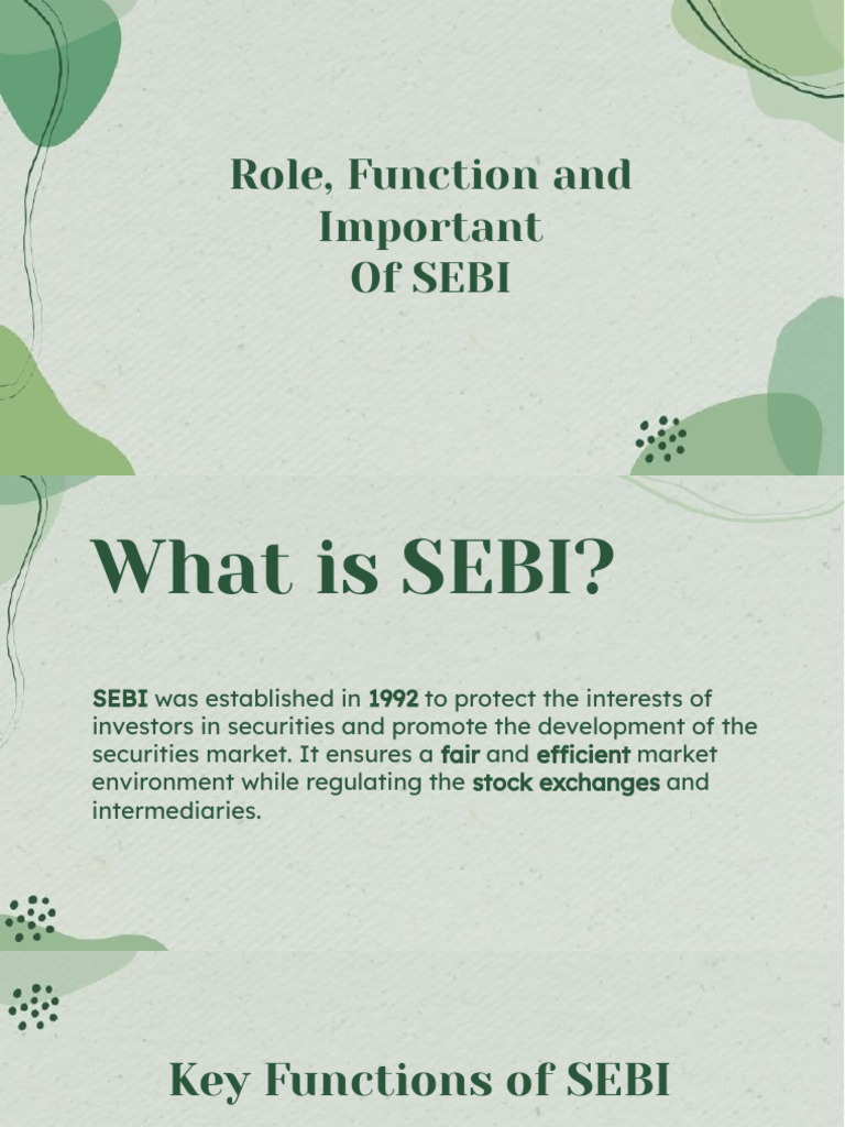 Understanding SEBI's Role and Functions | PDF
