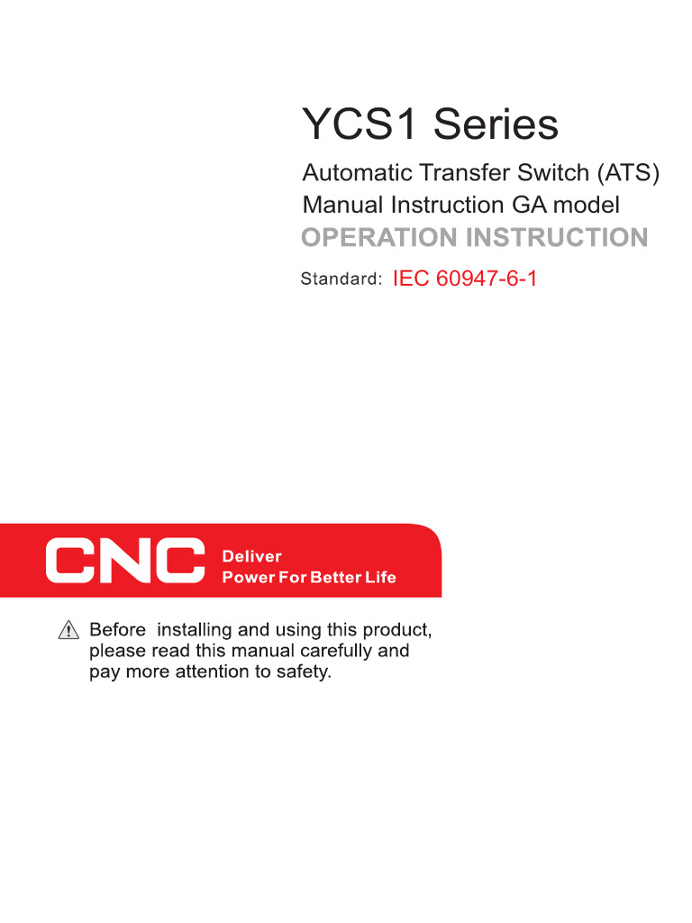 YCS1 ATS Manual and Installation Guide | PDF | Switch | Electrical ...
