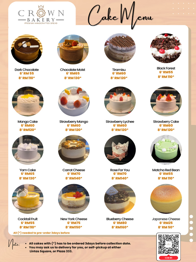 Cake Menu and Pricing Details | PDF | Cooking, Food & Wine