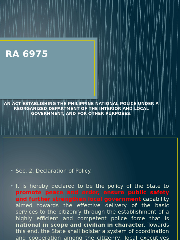 Ra 6975 | PDF | Inspector | Sergeant