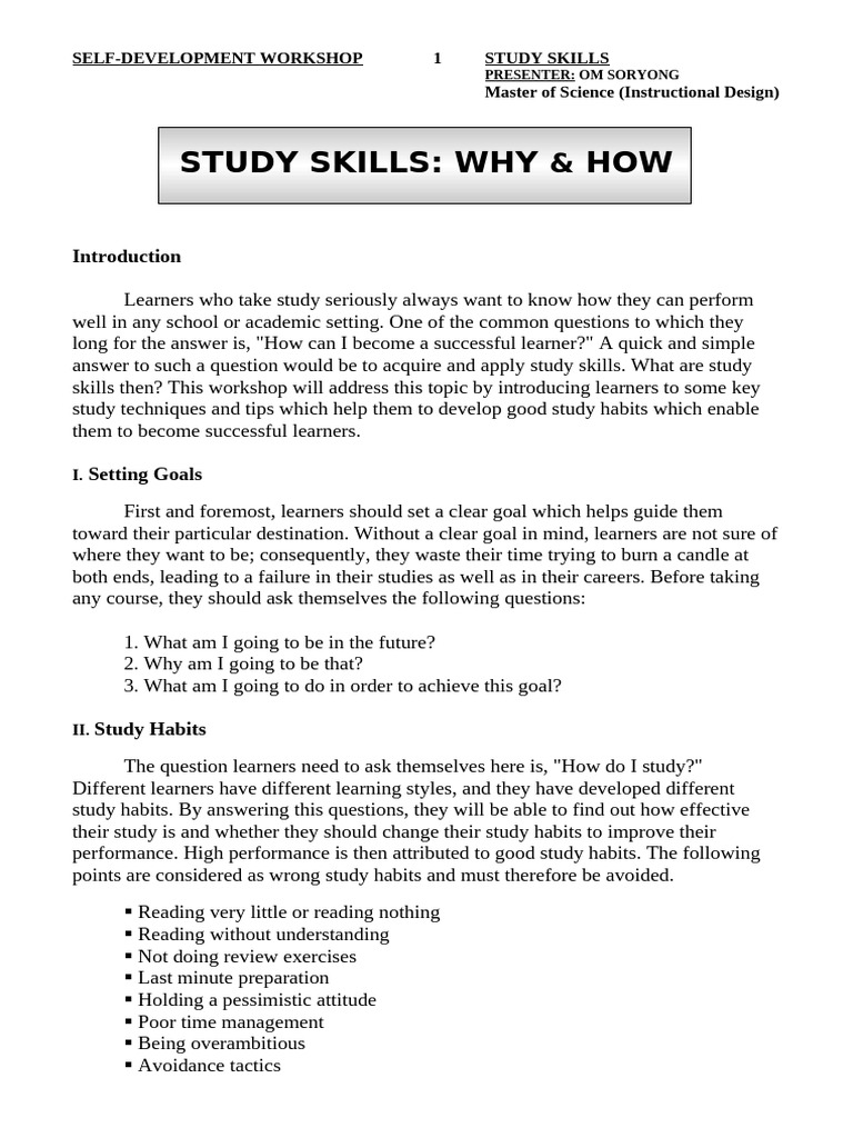 Issue 1 - Studyskills - OS | PDF | Study Skills | Learning