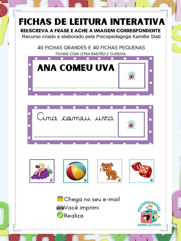 Fichas de Leitura Interativas para Imprimir | PDF