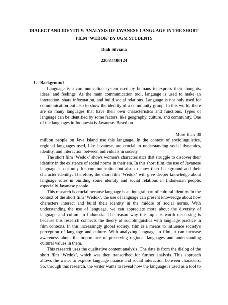 Javanese Language and Identity in 'Wedok' | PDF | Identity (Social ...