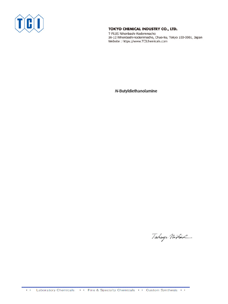 BSE/TSE Certificate for N-Butyldiethanolamine | PDF