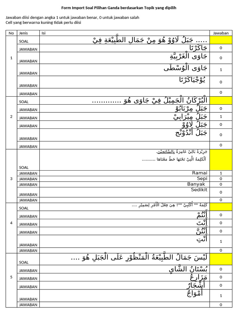 Soal Pat Bahasa Arab 9 | PDF