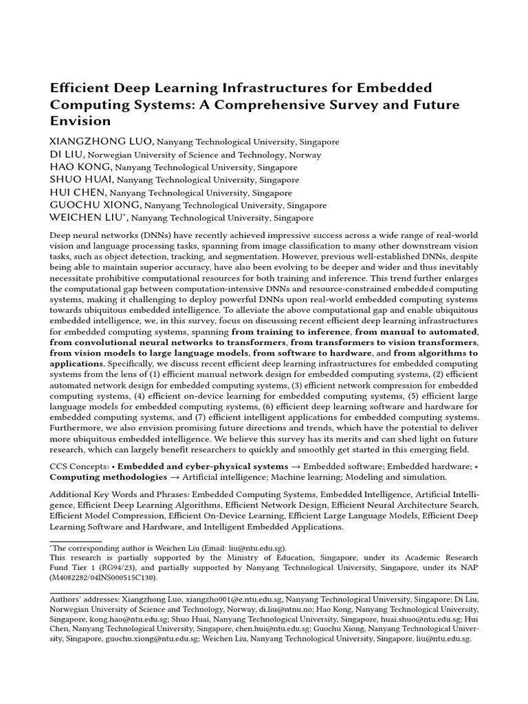 Efficient Deep Learning Infrastructures For Embedded Computing Systems ...