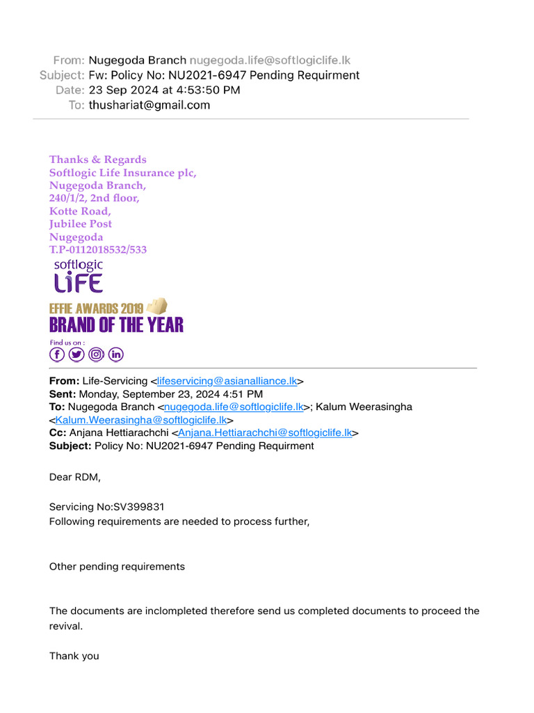 Pending Document Requirements for Policy NU2021-6947 | PDF | Business ...