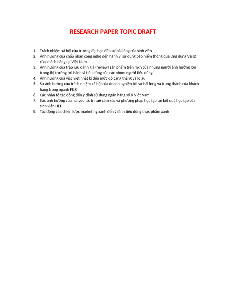 Research Paper Topic Draft | PDF