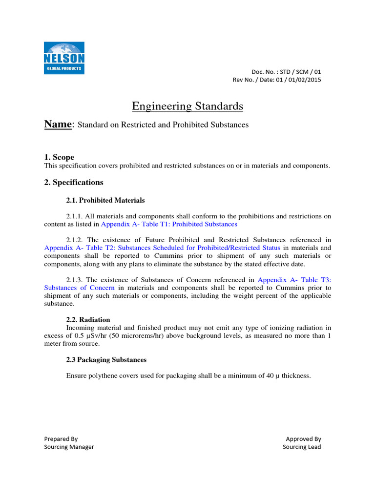 Standard on Restricted Substances | PDF | Chemical Compounds | Chemical ...