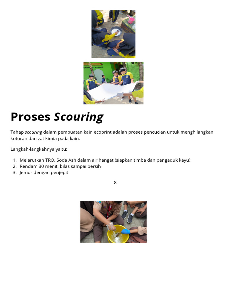 Proses Scouring dalam Ecoprint | PDF | Memasak, Makanan, & Anggur