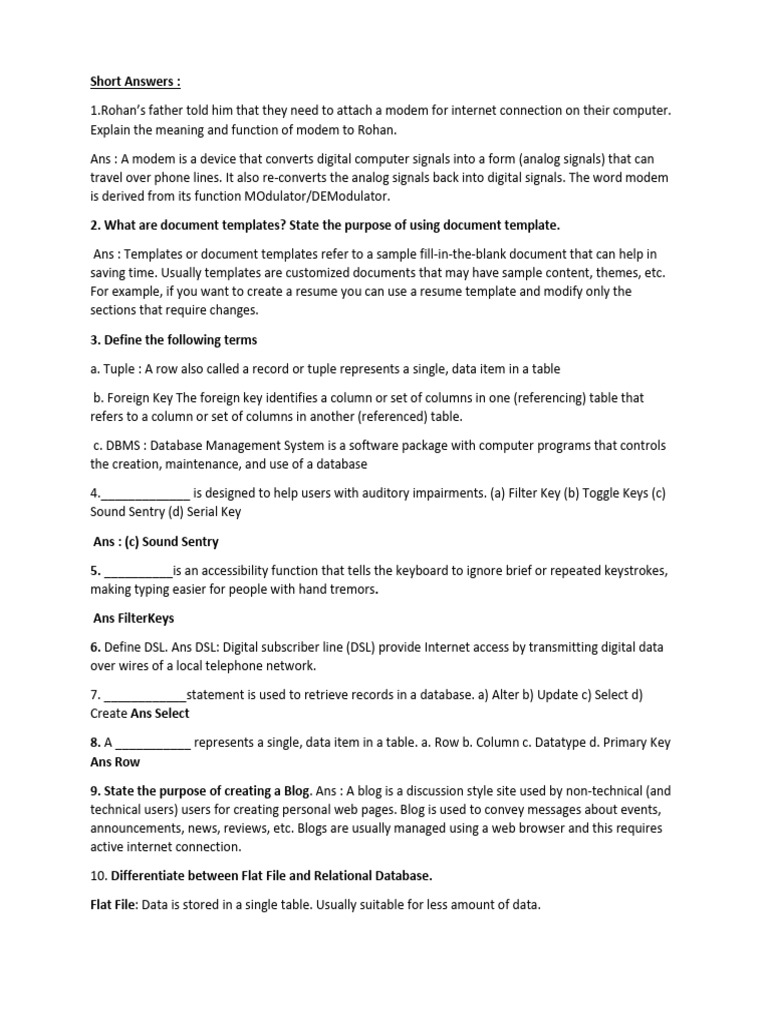 2marks qb class 10 it pdf table database relational database