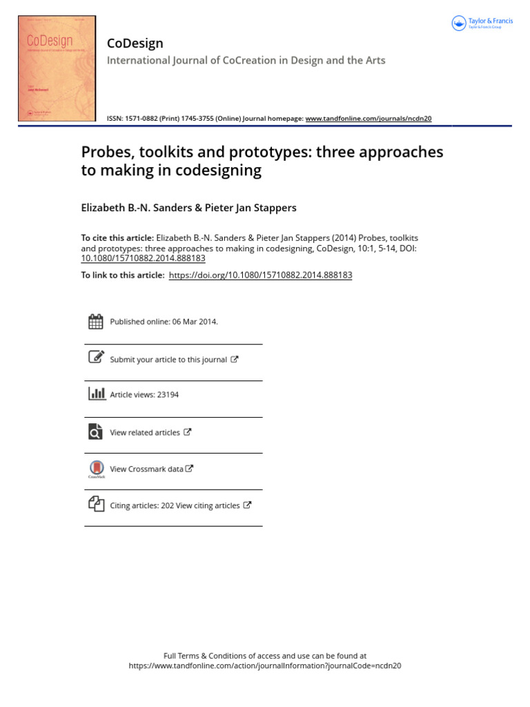 Probes Toolkits and Prototypes Three Approaches To Making in ...