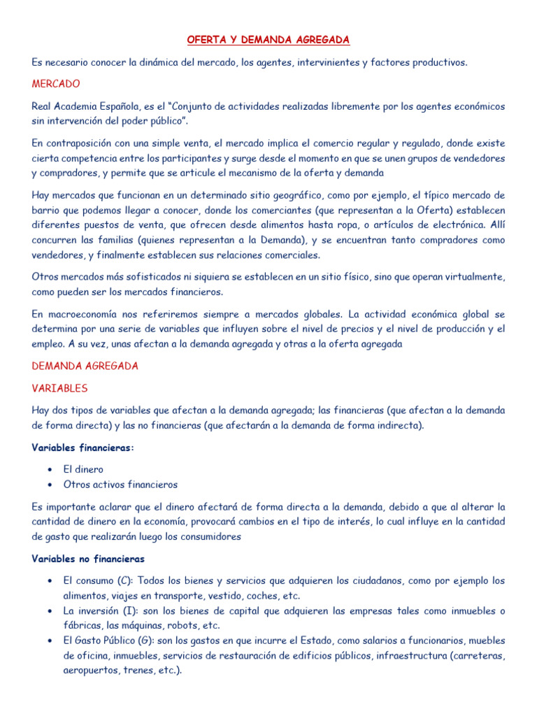 Oferta y Demanda Agregada en Economía | PDF | Oferta (economía) | Precios