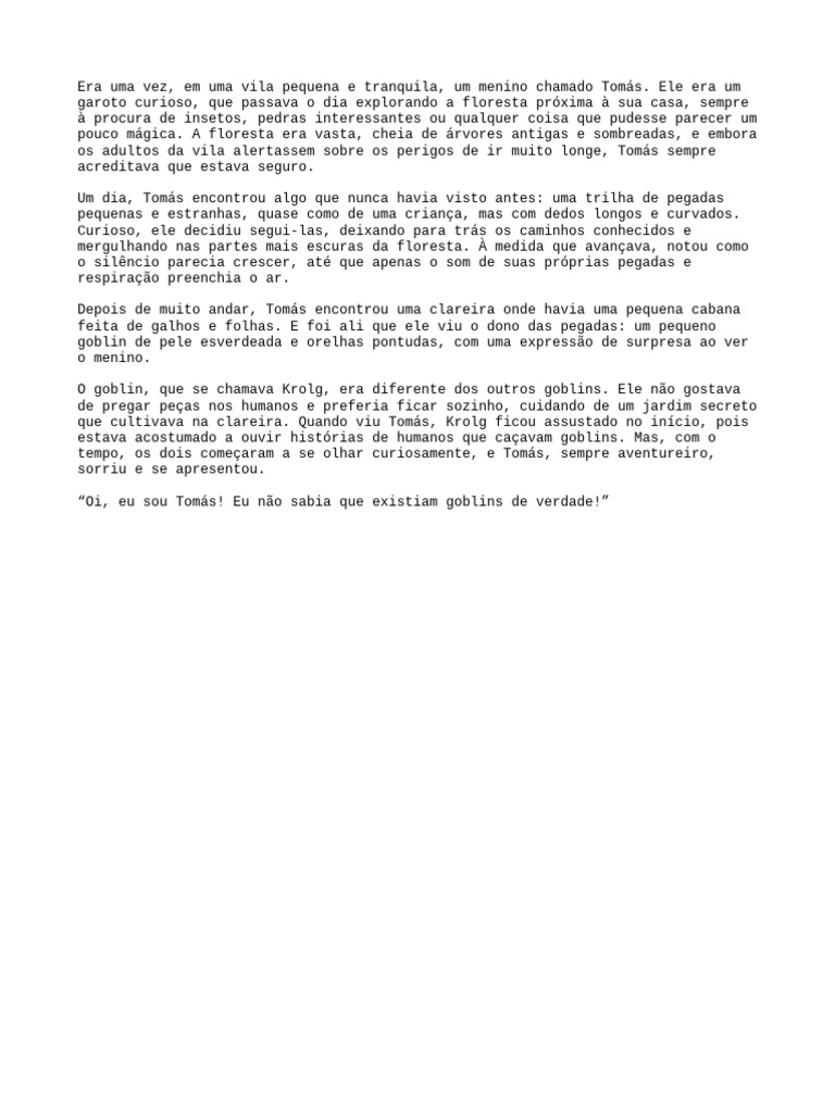 A Aventura de Tomás e o Goblin Krolg | PDF