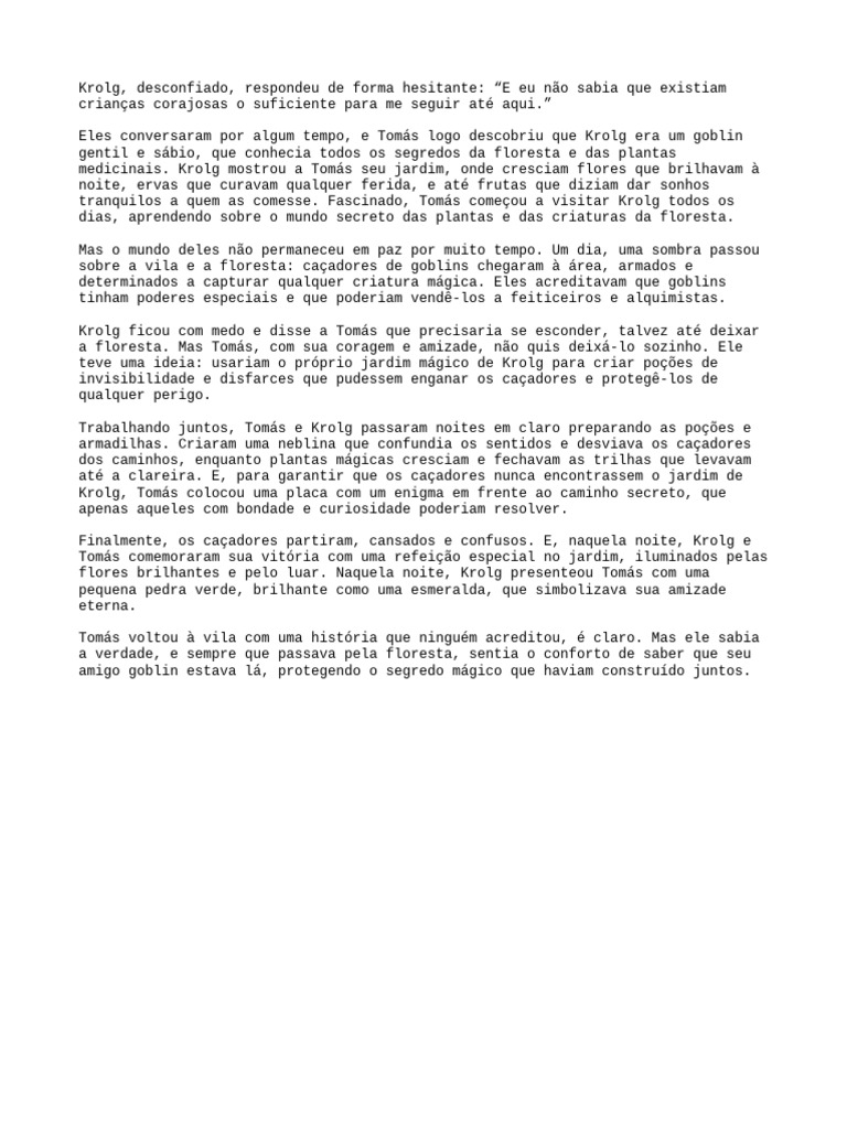 Amizade Mágica entre Tomás e Krolg | PDF