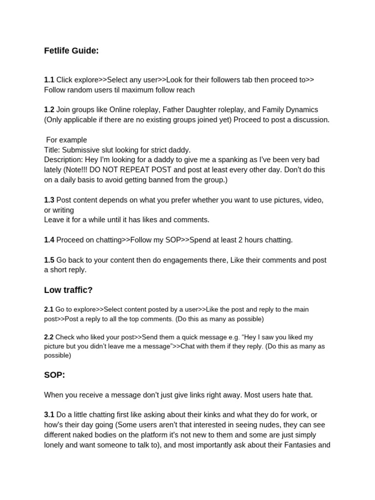 Fetlife Engagement and Roleplay Guide | PDF | Web 2.0 | Online Services