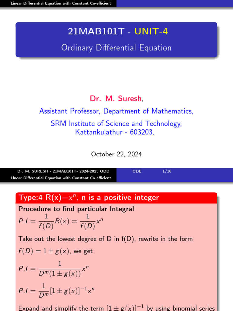 2) Unit-3 ODE Part-2 | PDF | Ordinary Differential Equation | Equations
