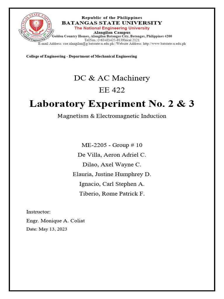 ACDC LAB REPORT | PDF | Electric Motor | Electromagnetic Induction