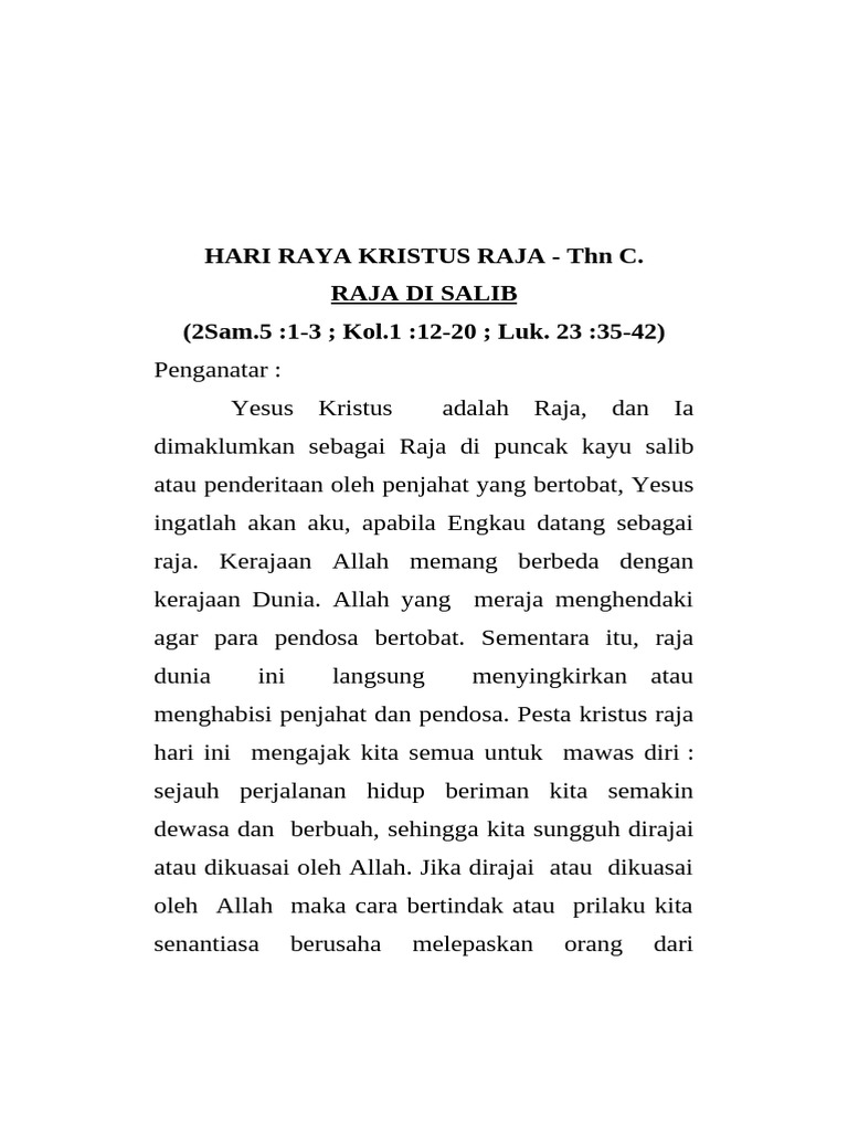 Pesta Kristus Raja Semesta Alam | PDF