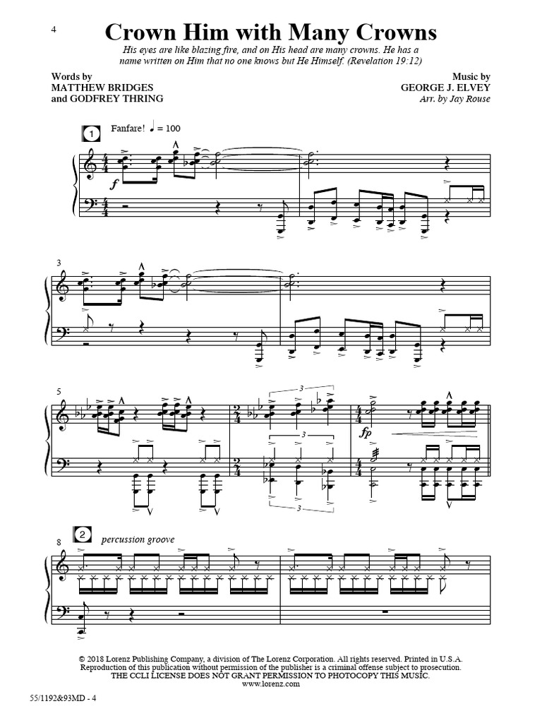 Crown Him with Many Crowns Music | PDF