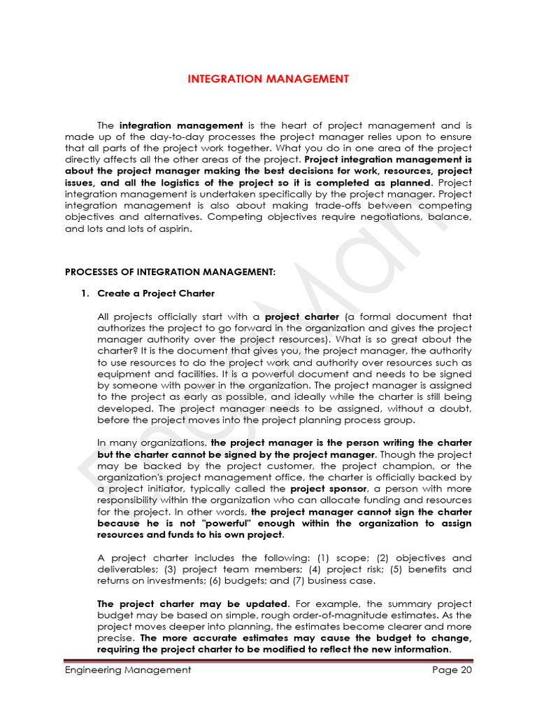 MT - ENGINEERING MANAGEMENT-Integration Management | PDF | Knowledge ...