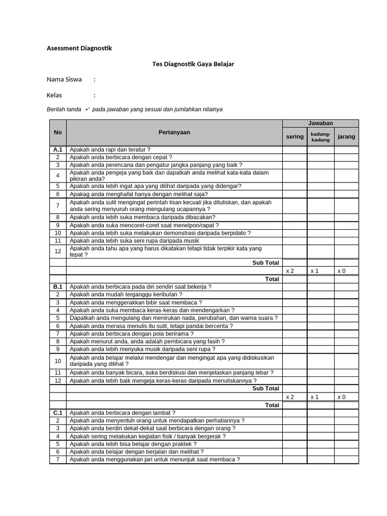 Lampiran Asessment | PDF | Karier & Perkembangan | Seni & Disiplin Bahasa