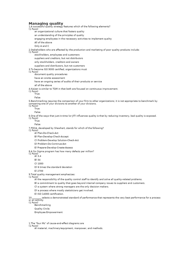 Managing quality | PDF | Quality Management | Business