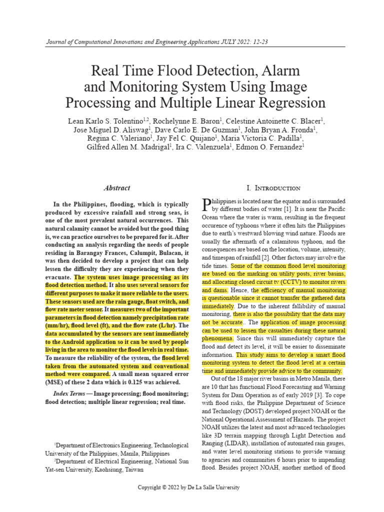 Real-Time Flood Detection System | PDF | Mean Squared Error | Flood