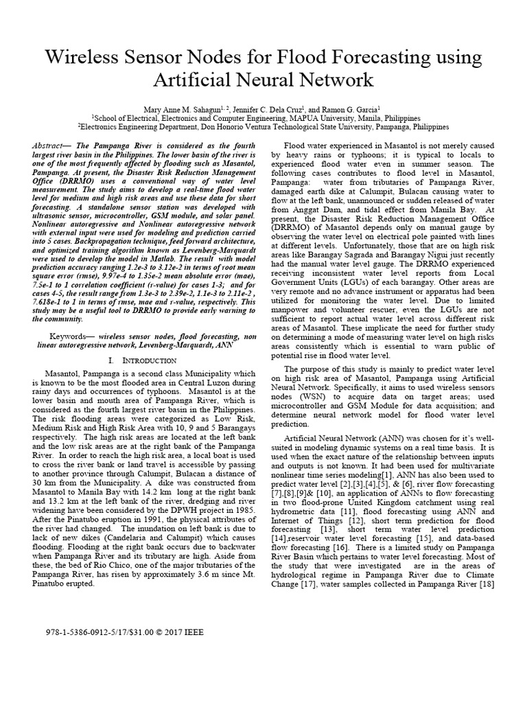 Wireless Sensor Nodes For Flood Forecasting Using Artificial Neural ...