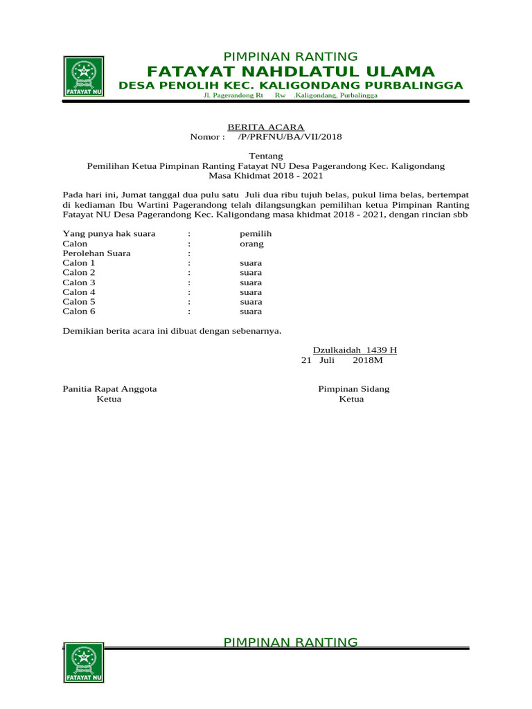 Pimpinan Ranting | PDF