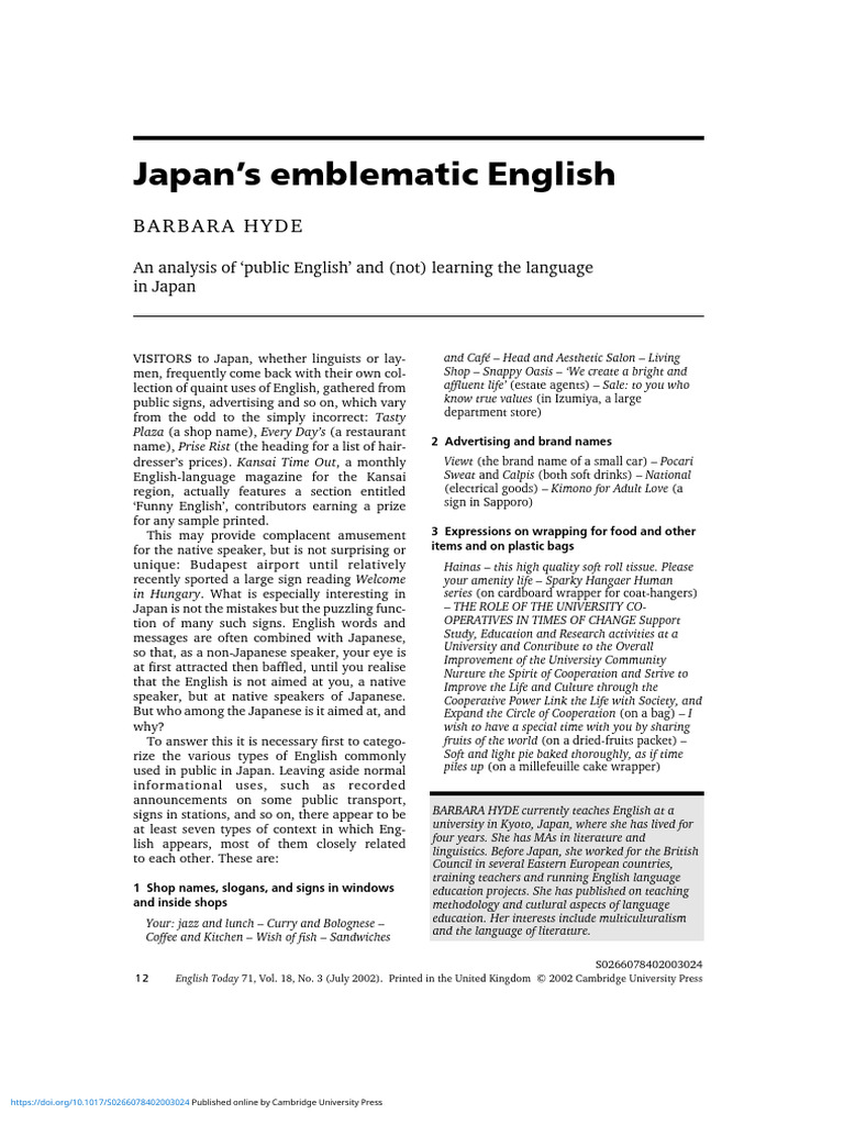 Japan's Unique Use of English in Public | PDF | Japanese Language ...