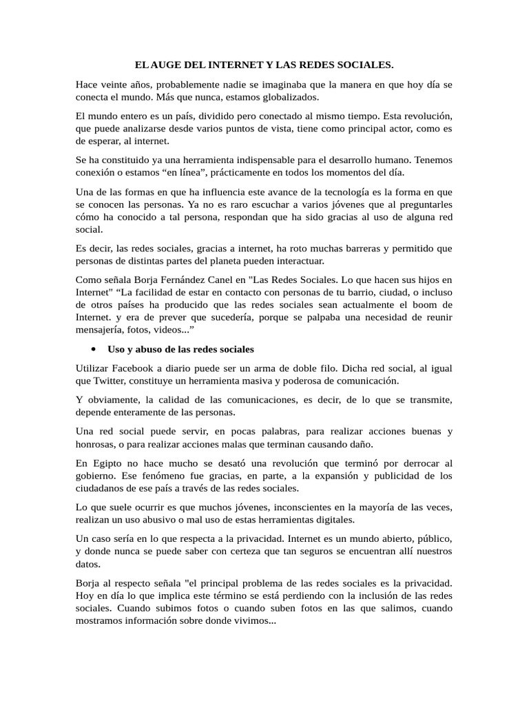 Impacto y riesgos de redes sociales | PDF | Acoso cibernético ...