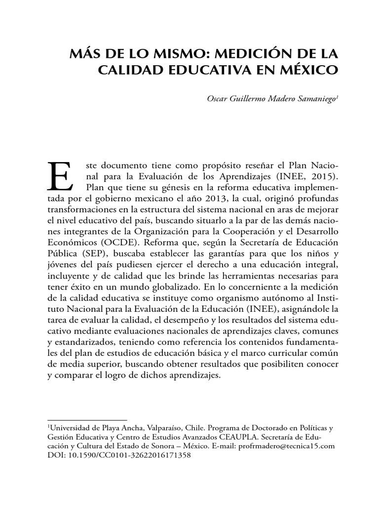 Medición de la Calidad Educativa en México | PDF | Evaluación ...
